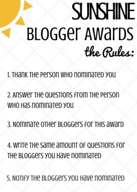 Sunshine blogger award rules